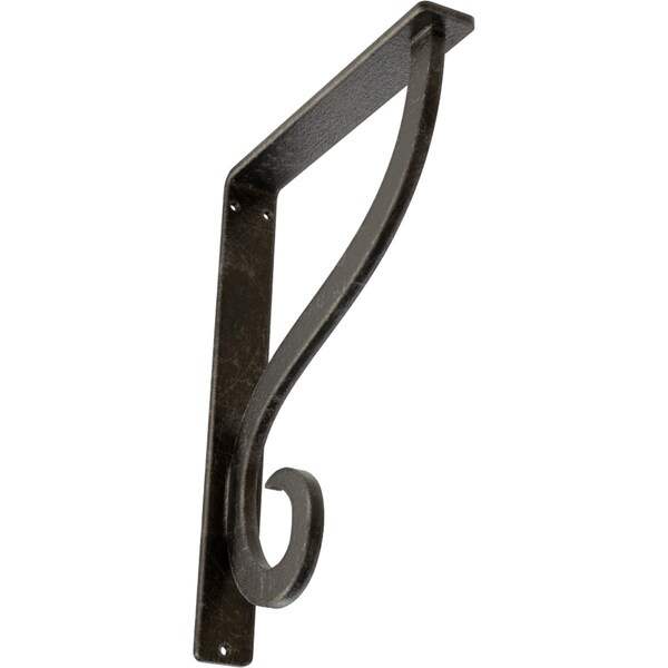 Ekena Millwork Ashford Single, Wrought Iron Bracket, (Single center brace), Antiqued Warm 1 1/2"W x 7 1/2"D x 10"H BKTM01X07X10SASAWS - main